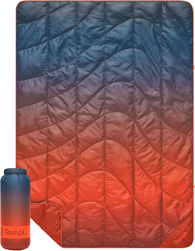 Rumpl Travel Puffy Blanket, Ultra-Packable Travel-Size Warmth and Comfort, Volcanic Fade