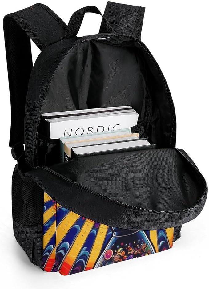 Backpack Lightweight Anti-Theft Multipurpose Trippy Tie Dye Alien Shoulder Bag Large Capacity Travel Hiking Backpack With Padded Straps