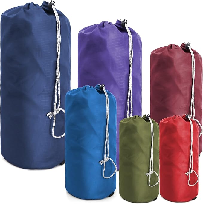 BeeGreen Stuff-Sacks-for-Travel-Backpacking 6 Pack with Dust Flap compression Ditty Bags for Outdoor Products Foldable Lightweight