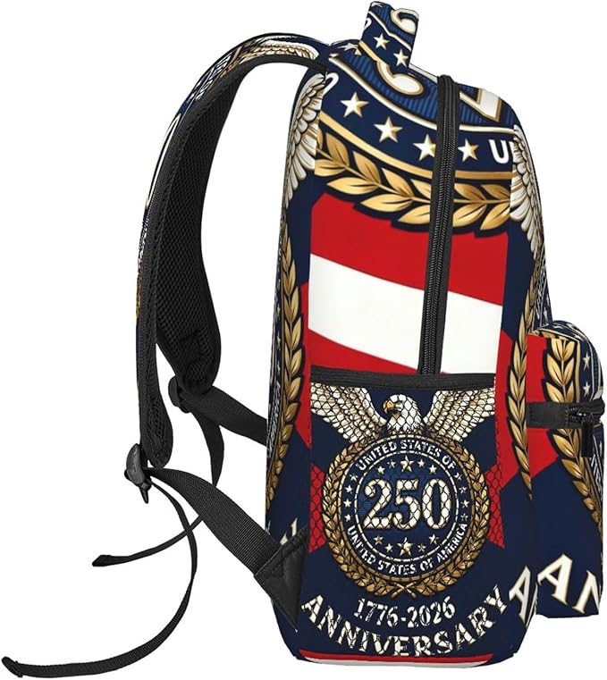 Lightweight Backpack for Gym Travel Bicycle, Big Capacity Multipurpose Anti-Theft Carry On Bag, 250th Anniversary 1776-2026 Patriotic Eagle Art Travel Hiking Bag Day Pack