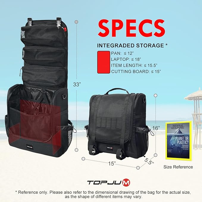 Camp Kitchen Organizer, Cooking Tools Storage Caddy Bag, Multi-Pockets, Paper Towel Holder, Portable Hanging Kitchen Caddy for Camping Utensils, Cookware & BBQ Essentials Bag Only