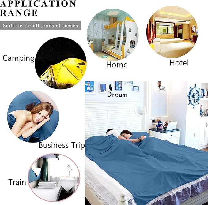 Sleeping Bag Liner, Lightweight Portable, Soft Travel and Camping Sheet, with Compact and Carry Bag, for Travel, Hotel