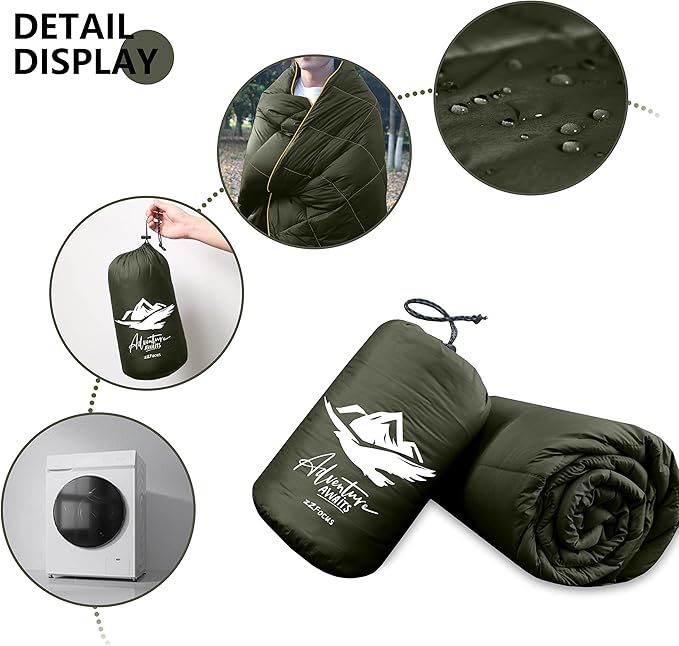 Camping Blanket,Lightweight Puffy Blanket Packable Down Alternative Throw Blanket Waterproof Windproof for Outdoors, Travel, Beach, Airplane, Hiking
