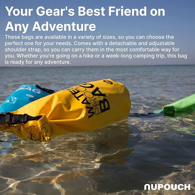 Nupouch Waterproof Dry Bag: 2L/5L/10L/20L Roll Top Lightweight Dry Storage Bag, Backpack for Travel, Swimming, Boating, Kayaking, Camping, or Beach
