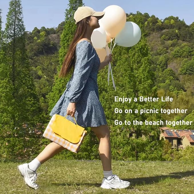 Large 80"x 60" Beach Blanket, Outdoor Picnic Blankets, Waterproof Sandproof Portable Blankets, Foldable and Lightweight for Spring Summer Camping, Beach, Park (Blue)