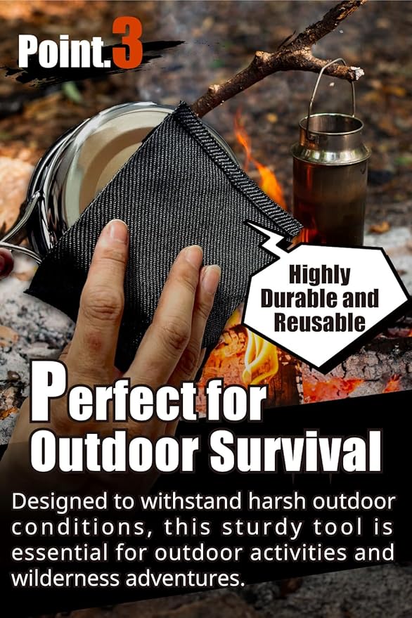 Ultralight 1/2oz Scrubber 316L Stainless Steel Cloth Heat Resistant 1200℉ Ultra-Durability Quick-Drying & Sterilization Backpacking Camp Hiking Trekking