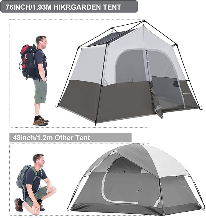 HIKERGARDEN 6-8 Person Camping Tent - Portable Family Cabin Tent for Camp, Windproof Fabric Camp Tent Outdoor for Hiking, Backpacking, Traveling
