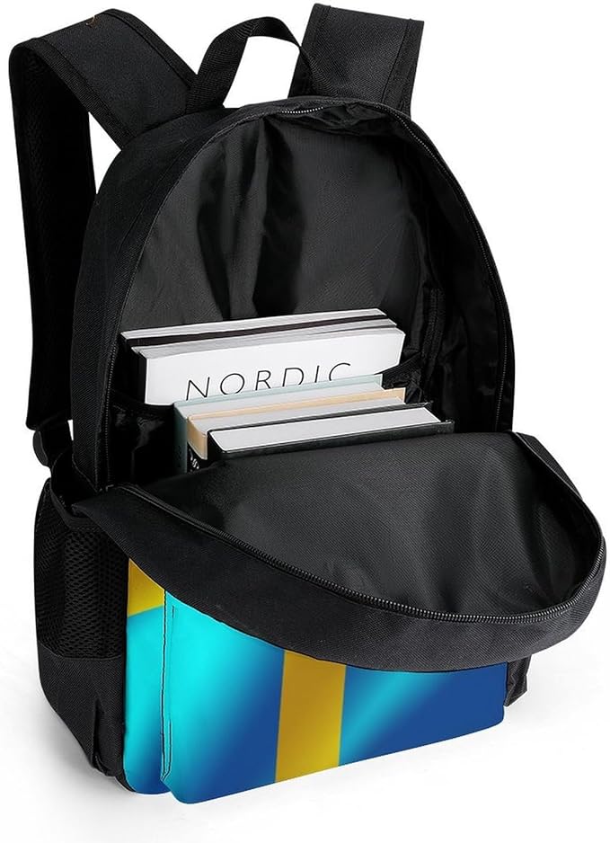 Men Women Lightweight Flag Of Sweden Casual Daypack Large Capacity Bookbag With Adjustable Shoulder Straps for Gym Business Bicycle