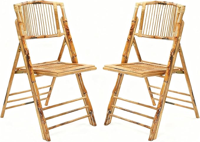 Bonnlo Bamboo Folding Chairs 1/2/4 Pack Foldable Dining Wood Chairs for Outdoor Indoor Garden Patio Lawn Porch Wedding Party Event