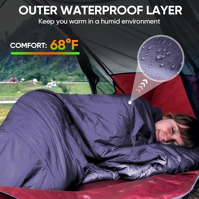 OBTANIM Sleeping Bags Portable Waterproof Camping Sleeping Bag for Adults Kids 4 Seasons Cold Weather or Warm Backpacking Hiking Mountaineering Indoor Outdoor Use