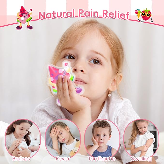 Kids Ice Packs for Boo Boos, 3 Packs Toddler Gel Ice Packs Wrap for Injuries Reusable, Hot Cold Compress for Children's Fever Pain Relief, Wisdom Teeth, First Aid, Bumps & Bruises