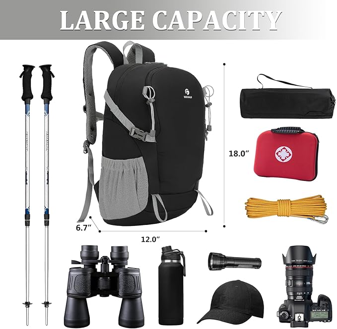 Hiking Backpack for Men Women, 25L Lightweight Travel Backpack Camping Daypack for Outdoors