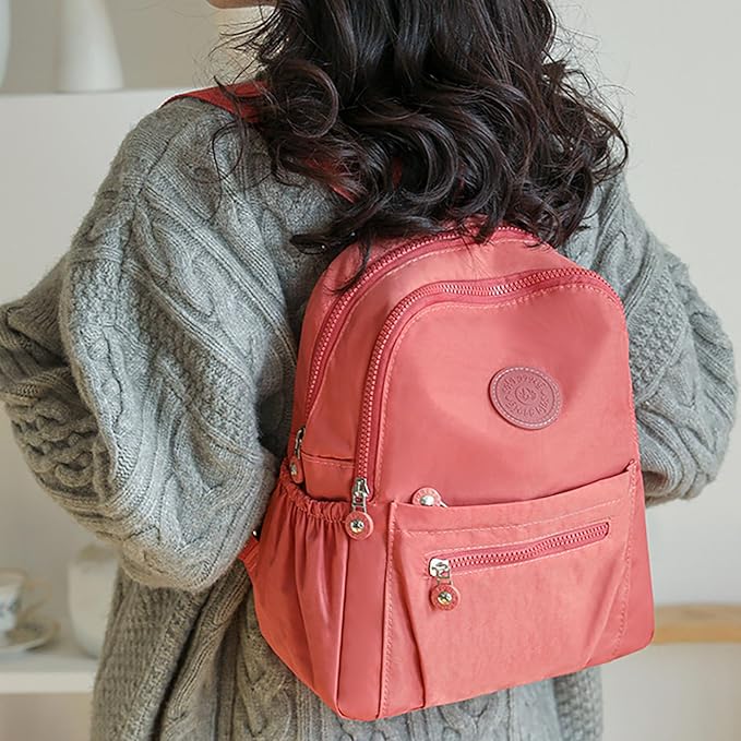 Simple Casual Solid Color Lightweight College Work Backpack Anti Theft Travel Backpack Daypack for Women (Orange)