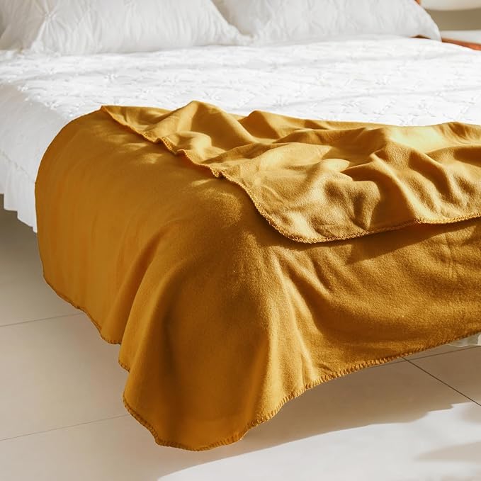 CAI TENG Fleece Throw Blanket Bulk 6 Pack Kid Blankets Soft Lightweight Cozy Polar Fleece 50 x 60 Throws Solid Pet-Friendly Bed Sofa Couch Fleece Fabric Travel Wedding Outdoor Mustard Yellow