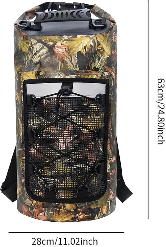 Yiju Waterproof Dry Bag Backpack Durability Lightweight Multifunctional Storage Bag for Travel Boating Camping Hiking, Leaves Pattern