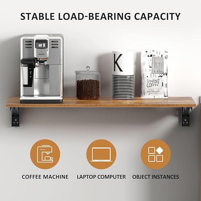 Need Wall Mounted Folding Table - Heavy Duty Small Fold Down Dining Table Length 30" Width 20" Perfect Addition to Home Office/Laundry/Home Bar/Kitchen & Dining Room Rustic Brown AC15-7650FG-ND