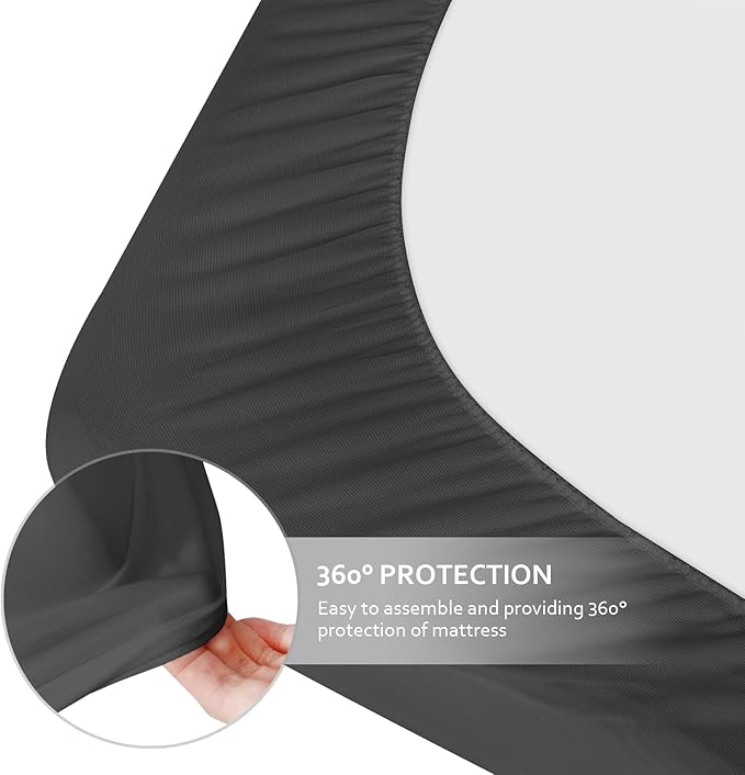 Cot Sheets 31" x 75"(Sheet Only), Cot Fitted Sheet Ultra Soft and Breathable Snug Fit for Narrow Twin Mattress/RVs Bunk/Guest Beds/Army Cots/Trifold Mattress/Travel Size Mattress Black