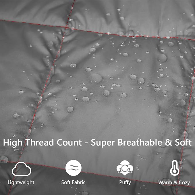 Camping Blanket,Lightweight Puffy Blanket Packable Down Alternative Throw Blanket Waterproof Windproof for Outdoors, Travel, Beach, Airplane, Hiking