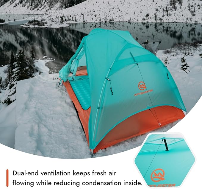 Horizon Lite 2 Ultralight 2-Person Backpacking Tent – Freestanding, 3-Season, Waterproof Double-Door Design – Seafoam Blue