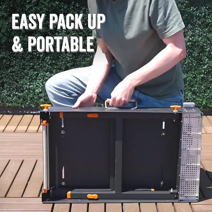 Yukon Glory™ Universal Portable Grill Table/Flat Top Grill Griddles Stand with Built in Caddy - Designed to Fit Tabletop Blackstone Griddle & Many Others - Outdoor Cooking Camping & Tailgating