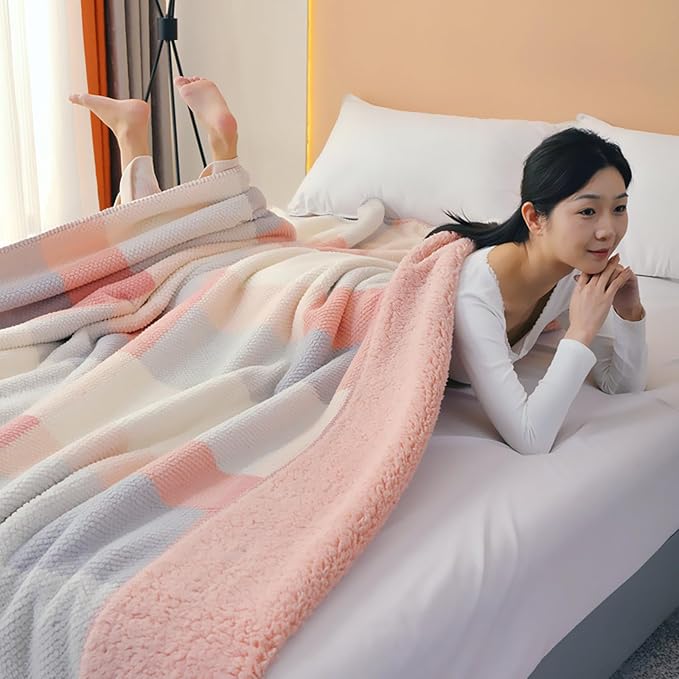 UKELER Boho Sherpa Fleece Blanket 80'' × 90'', Ultra Soft Aztec Queen Blanket for All Season, Cozy, Plush, Bohemian Throw Blanket for Bed/Couch/Sofa/Office/Camping