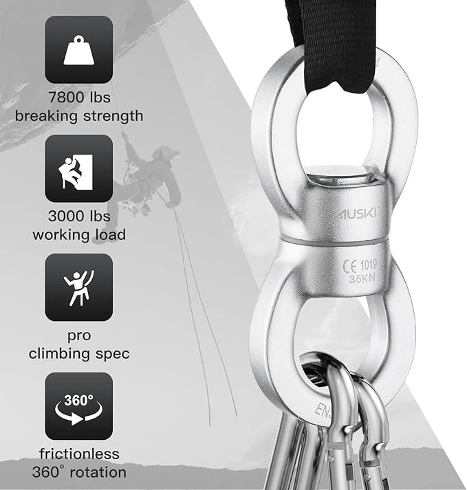 Silver Swing Swivel, 35 KN Safest Rotational Device Hanging Accessory