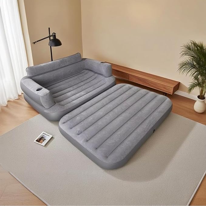 Full Size Inflatable Sofa Bed with Air Pump,2-in-1 Portable Blow-Up Air Couch,Inflatable Couch Bed and Folding Air Mattress for Home,Camping,and Guests