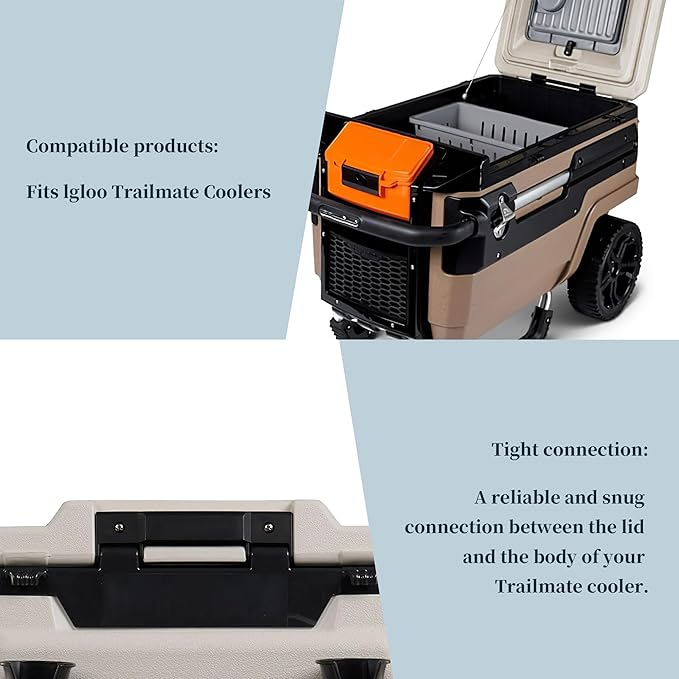 Cooler Hinge Replacement Snap-On Plastic Hinge, Compatible with Igloo TrailMate Coolers, Durable Replacement Parts for Broken or Worn Cooler Hinges