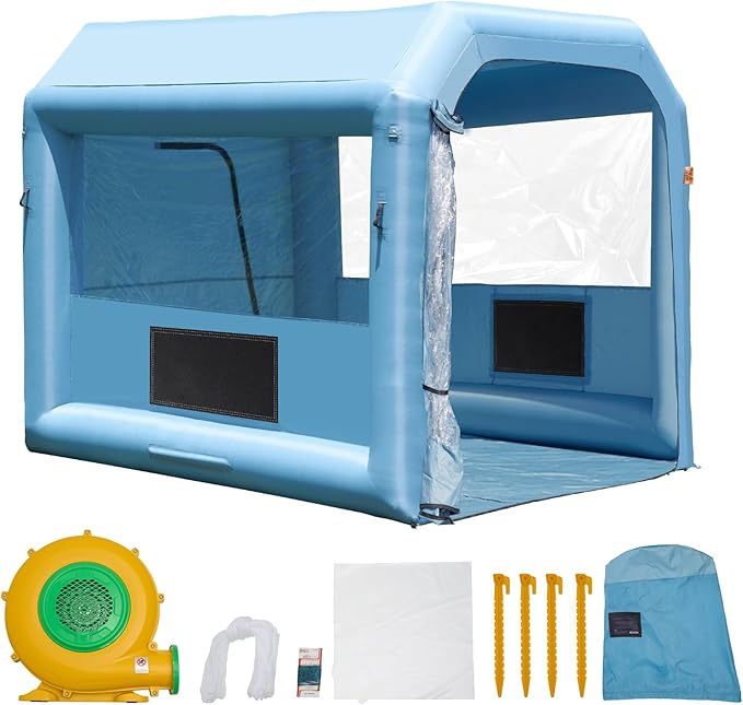VEVOR Inflatable Paint Booth, 9.8 x 8.2 x 8.2 ft Inflatable Spray Booth, with 550W Powerful Blower and Air Filter System, Portable Car Paint Booth for Motorcycle, Bicycle, Small Furniture Painting