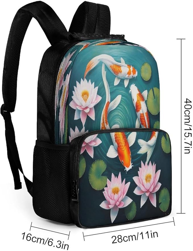 Rucksacks Lightweight Multipurpose Anti-Theft Awesome Japanese Koifish Fish Art Shoulder Bag Big Capacity Laptop Book Bag Rucksack With Padded Straps