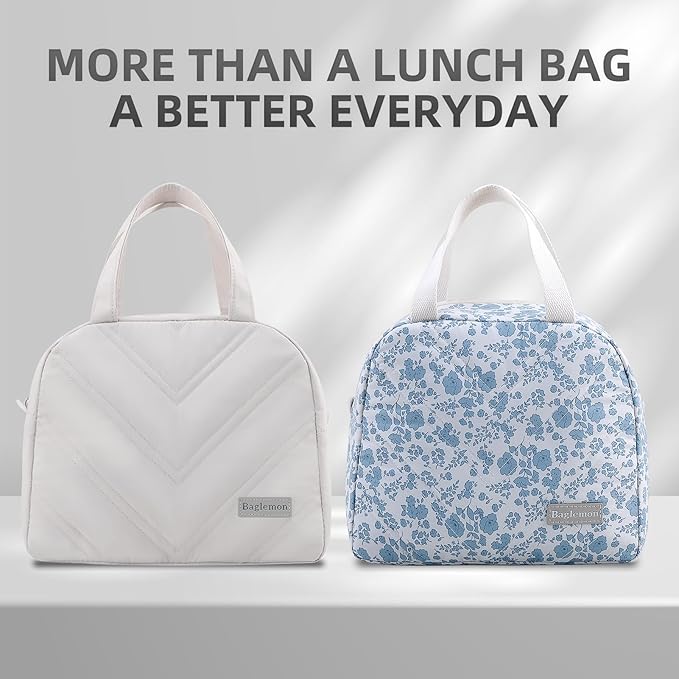 Insulated Lunch Bag for Women – Stylish Reusable Lunch Tote, Cute Thermal Lunch Bags for for Work&Picnic&Travel – Premium Insulated Lunch Bag for Women with Quilted Design (Beige)
