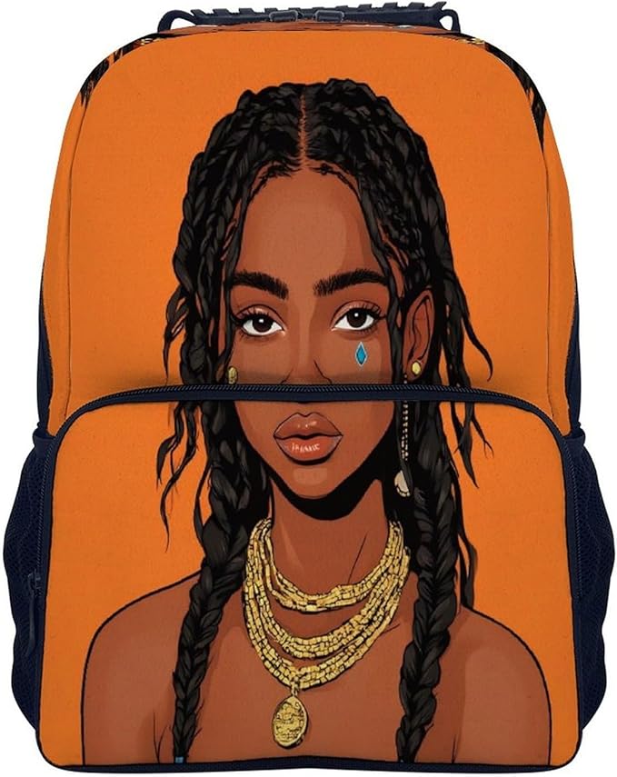Rucksack Polyester Anti-Theft Multipurpose Cool Dreadlocks Hair Afican Woman Art Carry On Bag Large Capacity Travel and Sport Backpack Rucksack With Smooth Zippers