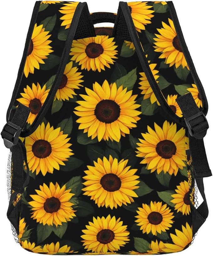 Men Women Polyester Sunflower Daypack Backpack Large Capacity Carry On Bag With Smooth Zippers for Hiking Picnic Walking Cycling