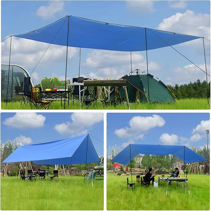 Wind Tour Portable Multifunctional Tent Footprint Traveling Awning Backpacking Rain Fly Tarp Waterproof Shelter Outdoor Camping Tarp Sun Shelter for Hiking, Beach (177236 in)