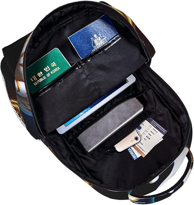 Daypack Polyester Anti-Theft Multipurpose Yin Yang Gold Dragon White Tiger Art Bookbag Big Capacity Gym Outdoor Hiking Backpack With Adjustable Shoulder Straps
