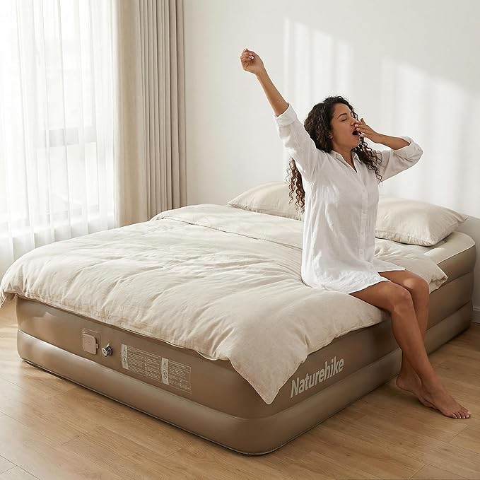 Compact King Air Mattress with Built in Pump, 18" Raised Upgraded One-Touch Luxury Inflatable Airbed, 993lbs Capacity, Portable Blow Up Mattress, Cordless Mattress for Home, Camping, Guests