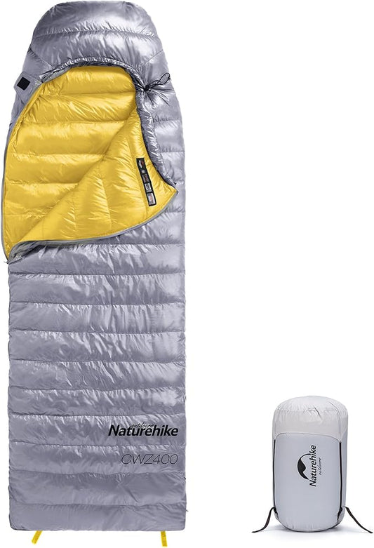 Naturehike Ultralight Down Sleeping Bag, 650FP Backpacking Sleeping Bag for Adults, 40.4℉ Waterproof Sleeping Bags for Camping, Hiking, Traveling with Compression Sack