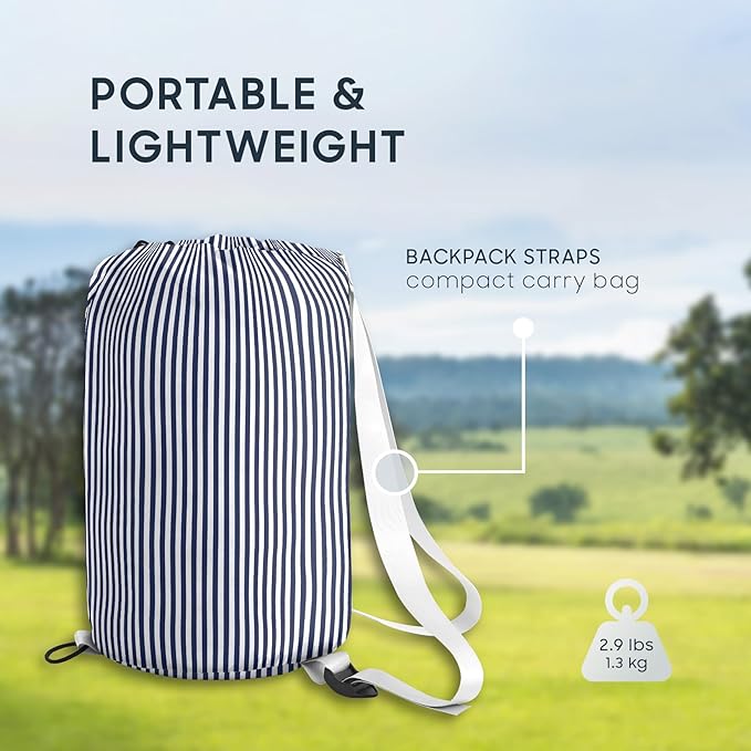 Wake In Cloud - Kids Sleeping Bag for Boys Girls Toddlers, Camping in Warm Cold Weather, Backpacking Lightweight Compact Outdoor Liner for 3 Seasons, Farmhouse Ticking Stripe