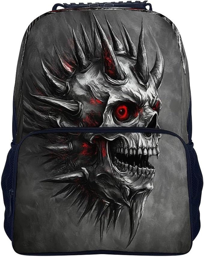 Lightweight Rucksacks for Camping Picnic Walking Cycling, Large Capacity Multipurpose Anti-Theft Carry On Bag, Vintage Red Eyes Skeleton Skull King Travel Hiking Camping Rucksack