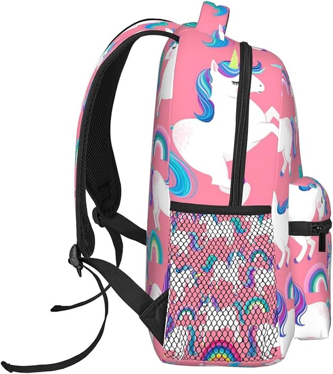 Men Women Lightweight Unicorn Rainbow Casual Daypack Big Capacity Bookbag With Padded Straps for Gym Travel Walking Cycling