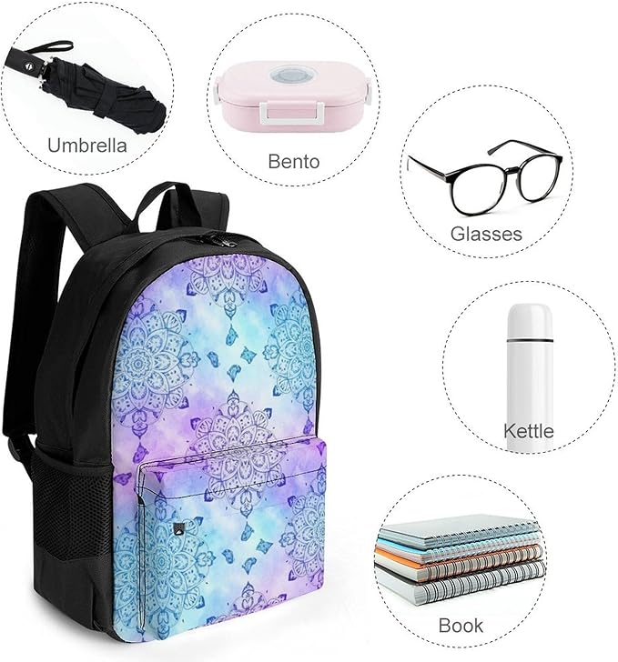 Backpack Lightweight Anti-Theft Multipurpose Geometric Mandala Pattern Shoulder Bag Large Capacity Travel Hiking Backpack With Padded Straps