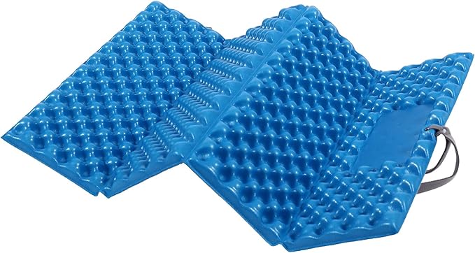 REDCAMP Ultralight Foam Backpacking Sit Pad, Foldable Waterproof Z Hiking Sitting Pad Insulated Stadium Seat Cushion with Strap for Outdoor Camping Picnic, Blue/Black/Yellow