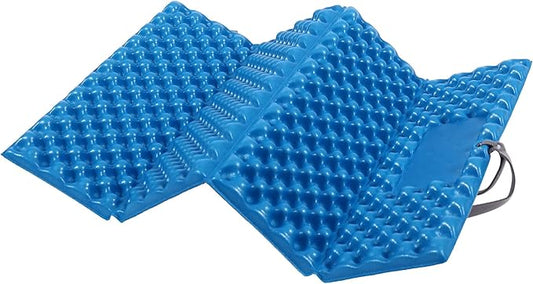 REDCAMP Ultralight Foam Backpacking Sit Pad, Foldable Waterproof Z Hiking Sitting Pad Insulated Stadium Seat Cushion with Strap for Outdoor Camping Picnic, Blue/Black/Yellow