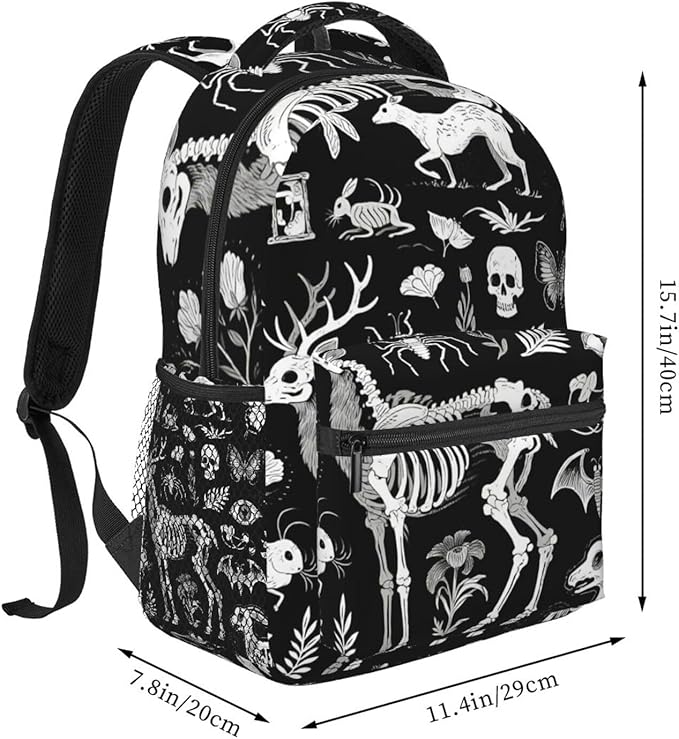 Daypack Backpack Multipurpose Anti-Theft Large Capacity Bookbag, Goth Spirit Board Witch Rabbit Black Art Travel Hiking Camping Rucksack With Adjustable Shoulder Straps
