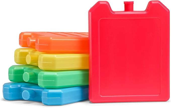 Cool Coolers by Fit + Fresh, 5 Pack Days of the Week Ice Blocks, Compact Reusable Ice Packs for Lunch Boxes & Coolers, Multi Colored