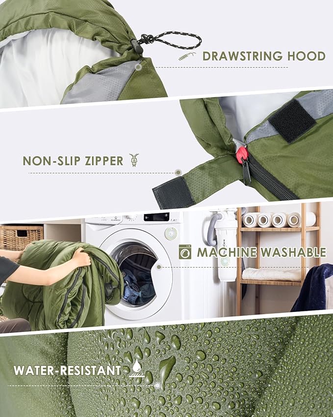 Sleeping Bags for Adults Cold Weather - 20 Degree Big&Tall Size Backpacking Lightweight Waterproof for Girls Boys Mens Teen Women for Camping Hiking Outdoor Travel Hunting with Compression Bags