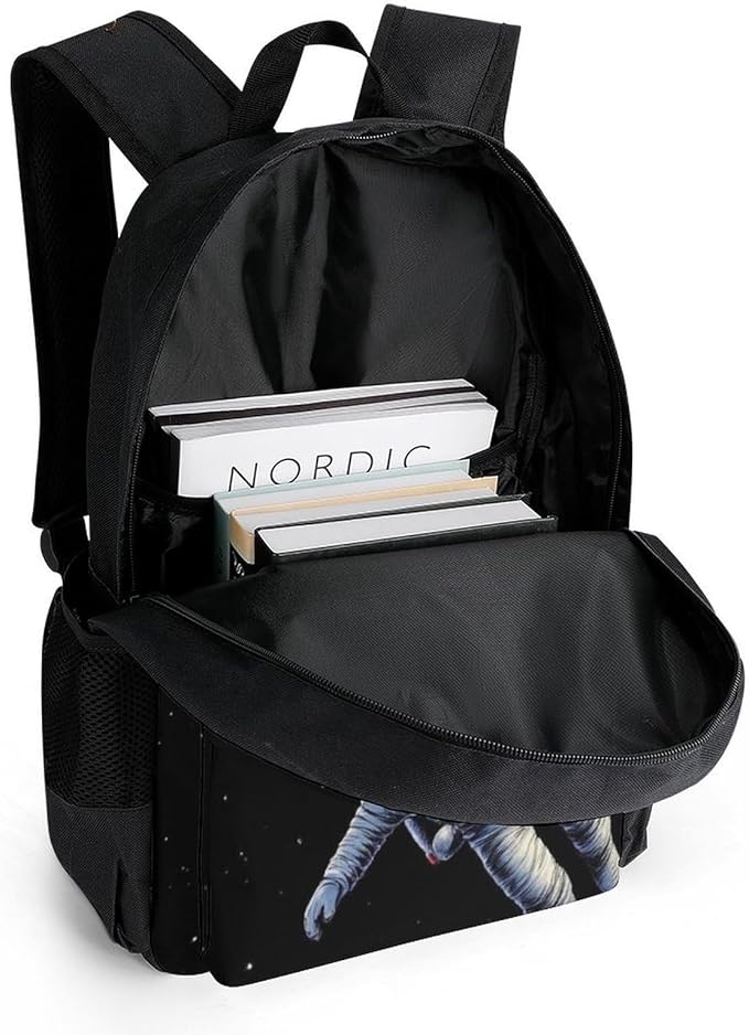 Supdreamc Backpack Polyester Multipurpose Anti-Theft Space Astronaut With Planets Balloon Art Shoulder Bag Big Capacity Gym Outdoor Hiking Backpack With Padded Straps