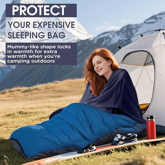 Ultralight Sleeping Bag Liner - 5.3 oz Washable Adult Sleep Sack & Travel Sheets, Self Tan Sleep Sack with Two-Way-Zipper, for Backpacking, Hotel, Camping, Travel