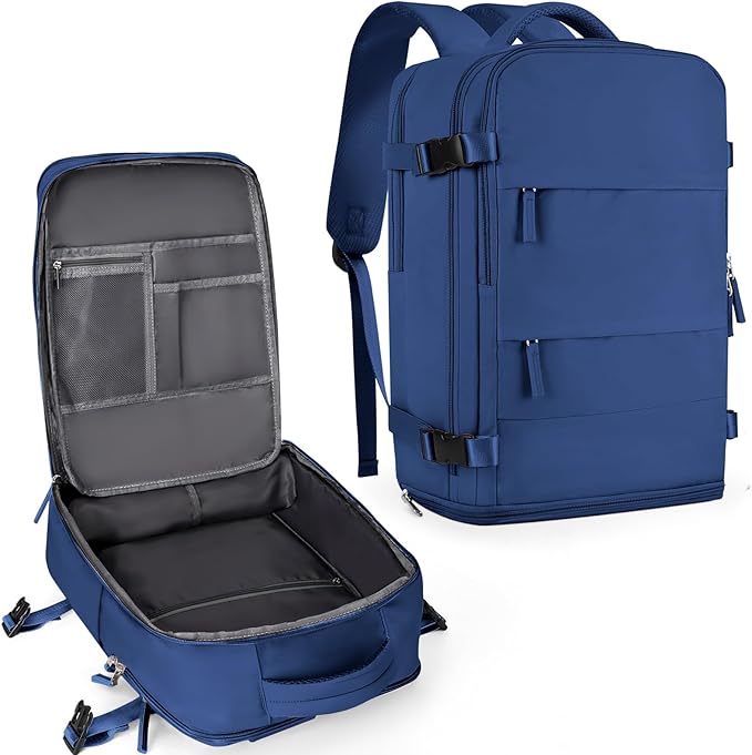 coowoz Travel Backpack for Women Men,Carry On Backpack,Hiking Backpack Outdoor Sports Rucksack Casual Daypack Travel Essentials Royal Blue