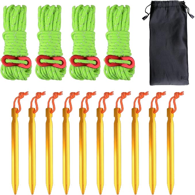 Azarxis Reflective Cord Pack Tent Guyline Rope High-Strength Lightweight with Aluminum Cord Adjuster for Tying Down Tarps, Camping Tent, Outdoor Packaging